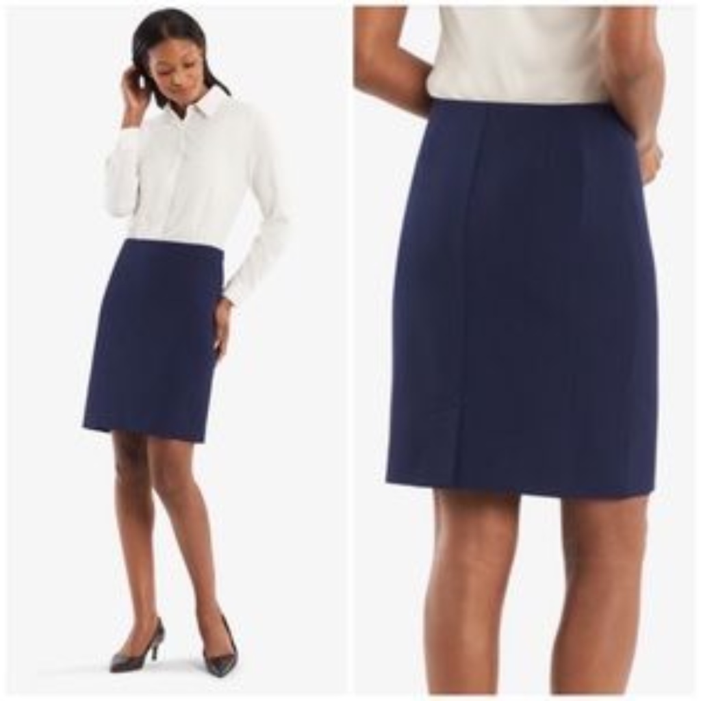 Mm Lafleur Noho Deep Indigo Blue Straight Pencil Knee Length Skirt 2